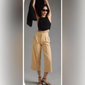 Anthropologie Maeve Remi Wide Leg Butter Chino Crop Pants Size 10 Preppy Classic